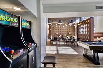 Social lounge with arcade games